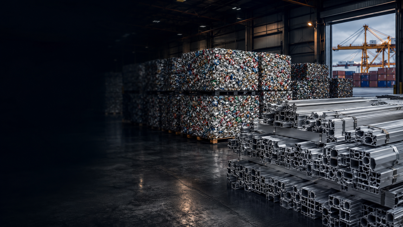 Aluminium recycling materials prepared for international logistics