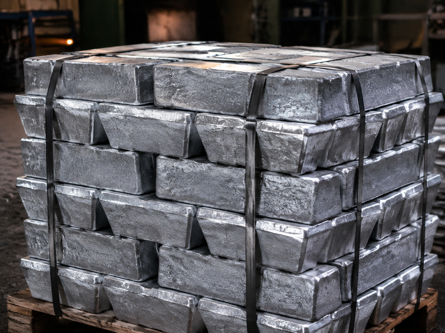 Strapped bundle of secondary zinc ingots